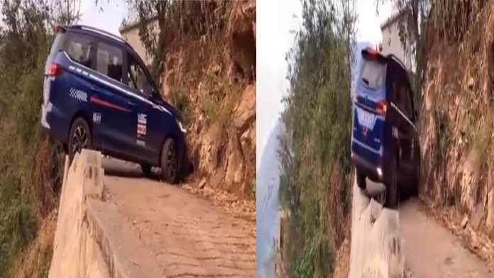 See how the person turned the car on the deadly hill