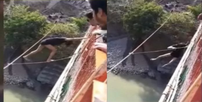 Stunt video of girl in Rishikesh Laxman Jhula goes viral