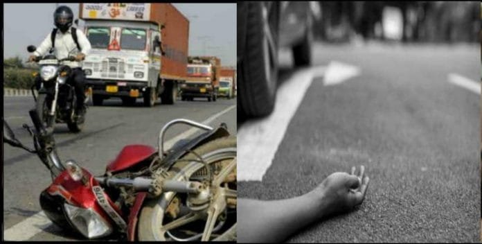 In Udham Singh Nagar 2 friends died in jcb bike collision