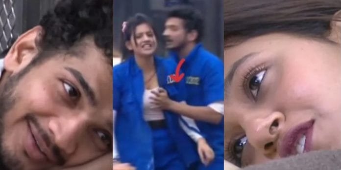 Munawar farooqi puts his hand on kacha Badam girl Anjali Arora chest oops moment video goes viral Munawar farooqi puts his hand on kacha Badam girl Anjali Arora chest oops moment video goes viral