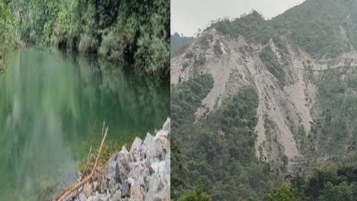 Lake formed in yamuna river by dumping road debris in uttarkashi jankichatti Lake formed in yamuna river by dumping road debris in uttarkashi jankichatti