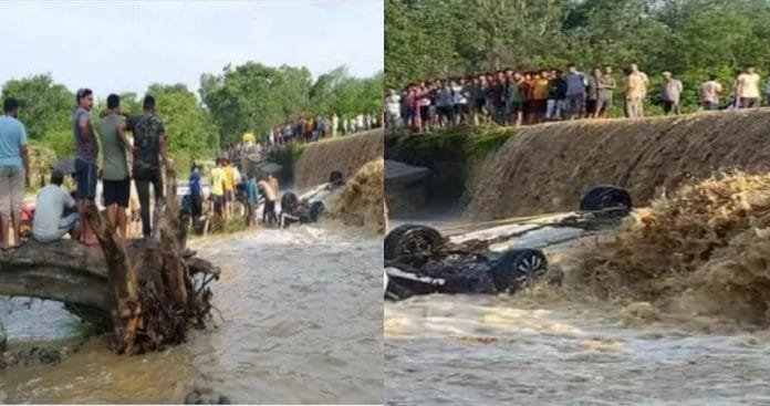 Ertiga car washed away in dhela river of ramnagar 9 people died