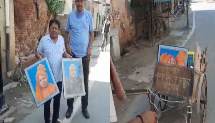 Photos of PM Modi and CM Yogi found in a garbage cart in Mathura, scavengers sacked after video went viral