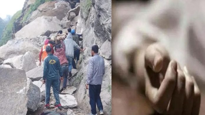 Boulder fell on army truck, one worker died, two soldiers injured