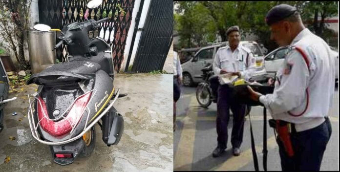 Almora police deducted 25 thousand challan for driving scooty by minor