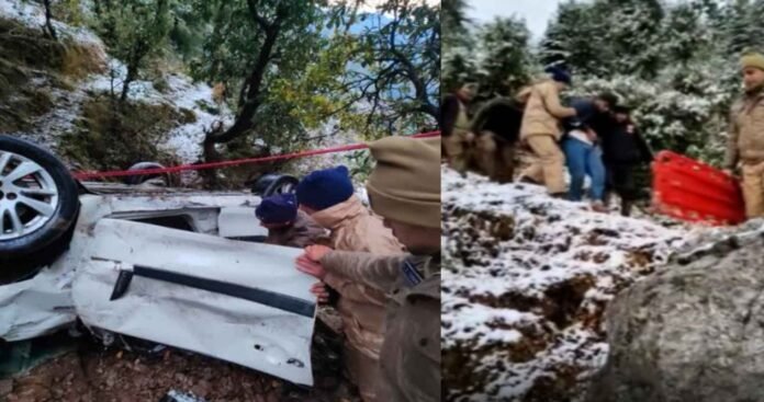 The car of students going to visit Mussoorie fell into the ditch