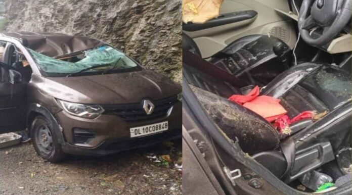 Stone fell on the car on Delhi Chakrata National Highway