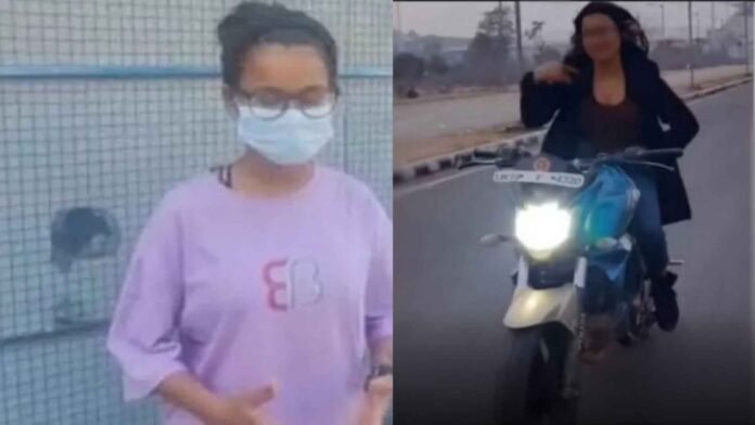 Police arrested girl doing bike stunt without helmet in Dehradun