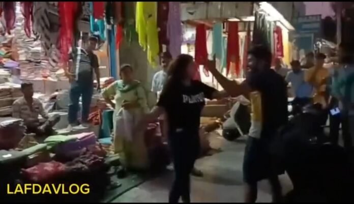 Girls beats boy in market video viral on social media