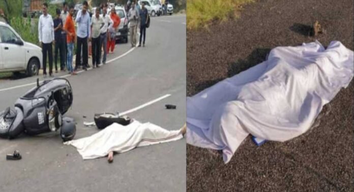 Scooty and truck collide in Srinagar Gadwal