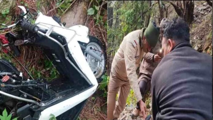 Scooty lost control and fell into ditch