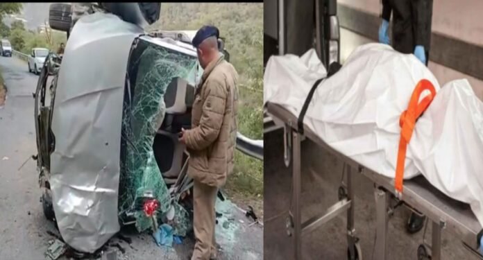 Car fell from one road to another in Mussoorie