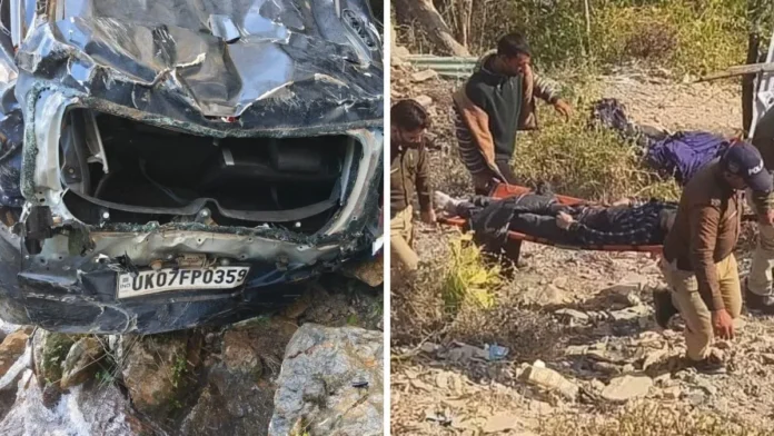 In Tehri, the car lost control and fell 200 meters into a gorge, the driver from Uttar Pradesh died on the spot.
